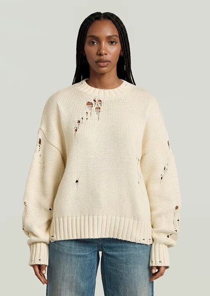 Drop Needle Loose Knit Pullover