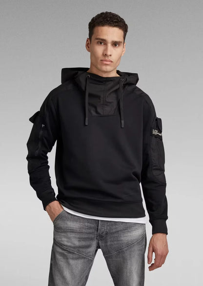 Mixed Woven Cargo Hooded Sweater