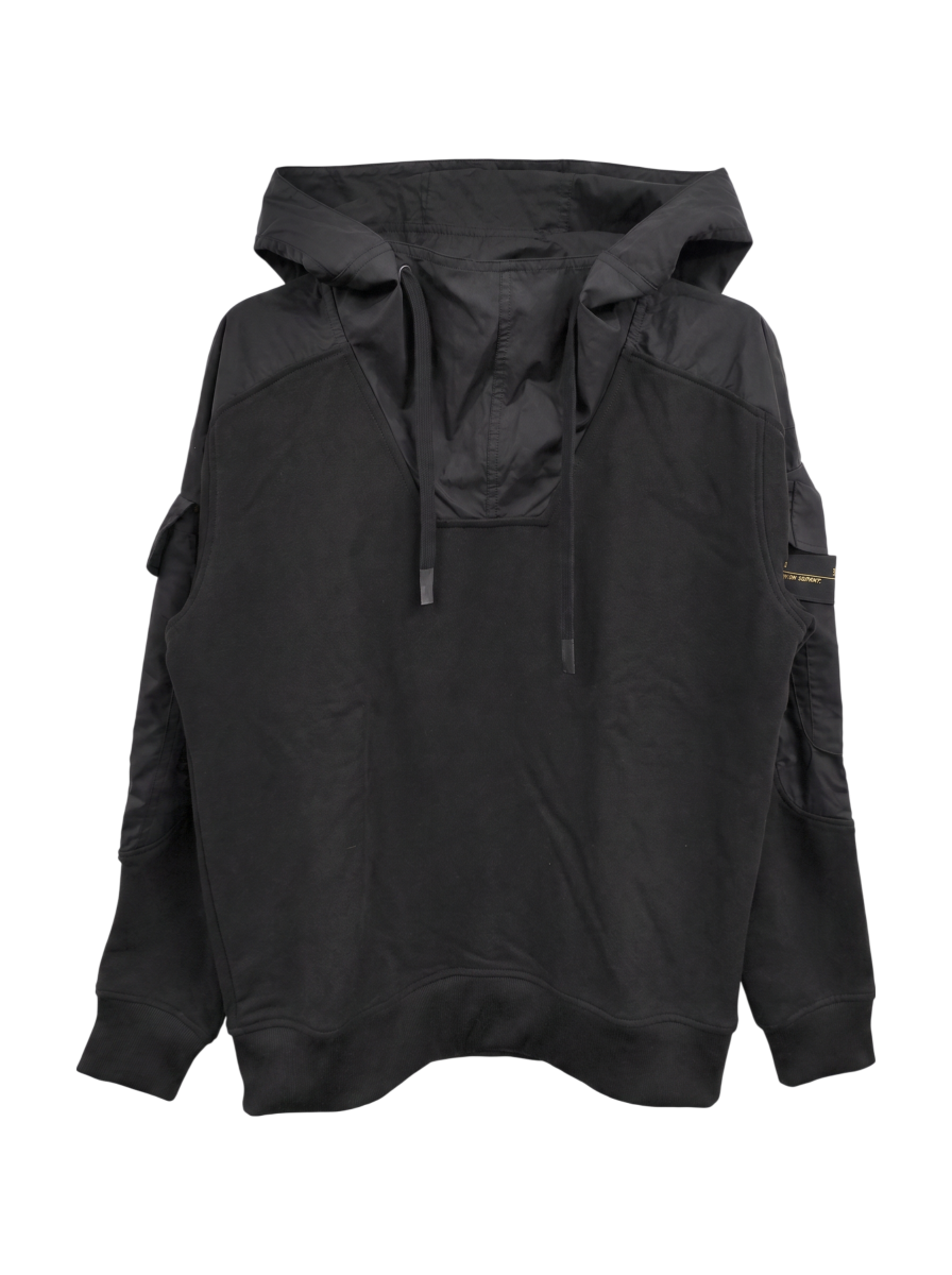 Mixed Woven Cargo Hooded Sweater