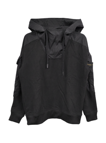 Mixed Woven Cargo Hooded Sweater