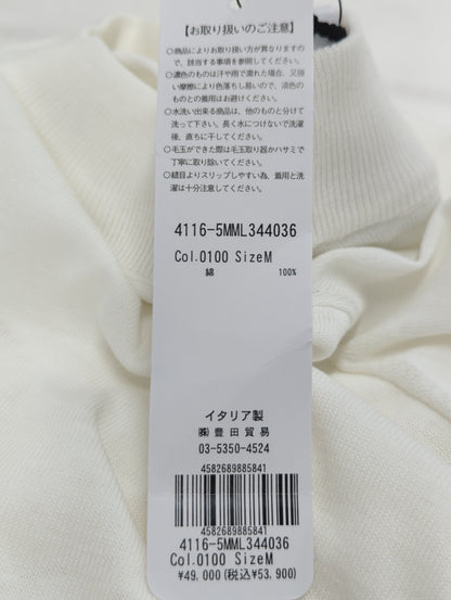 クレープコットンプレーンステッチロングスリーブモックニット