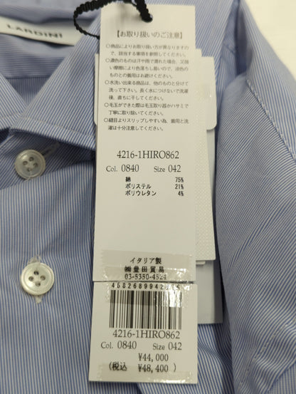 コットンポプリンストレッチヘアラインストライプシャツ