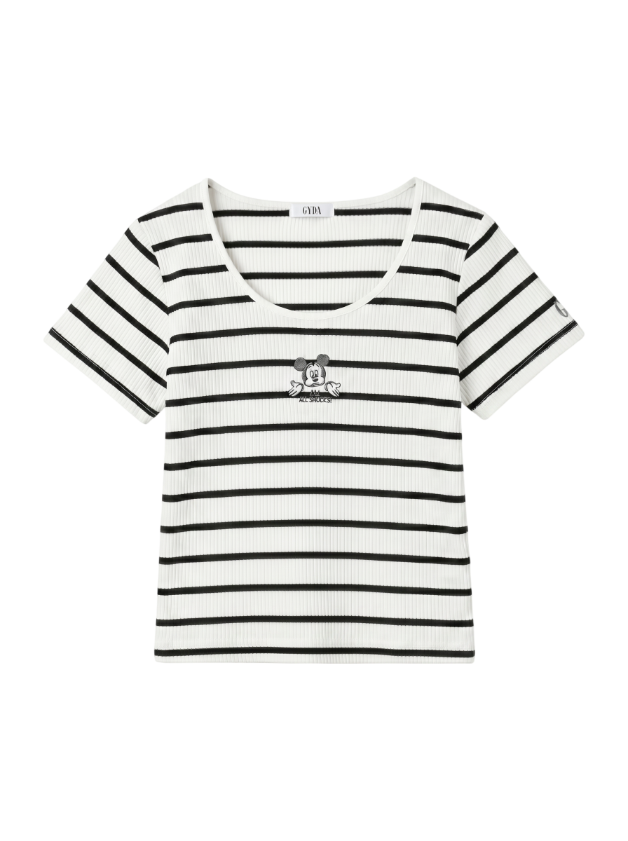 Mickey Mouse/FRONT EMBROIDERY テレコ Tシャツ