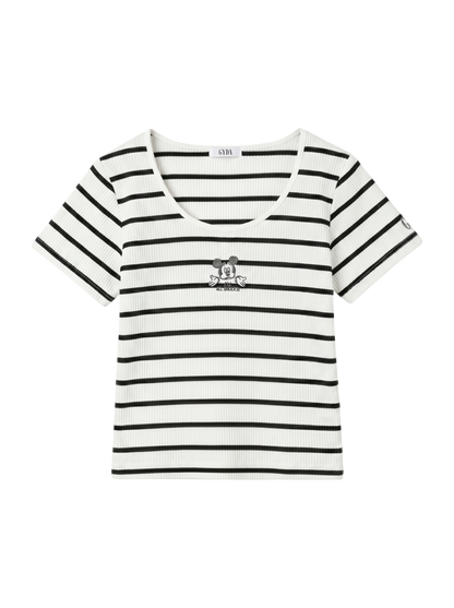 Mickey Mouse/FRONT EMBROIDERY テレコ Tシャツ