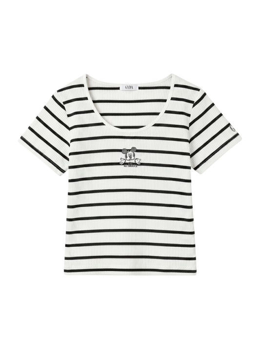 Mickey Mouse/FRONT EMBROIDERY テレコ Tシャツ