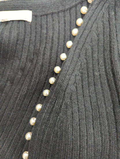 Vネックパール付キニットカーディガン