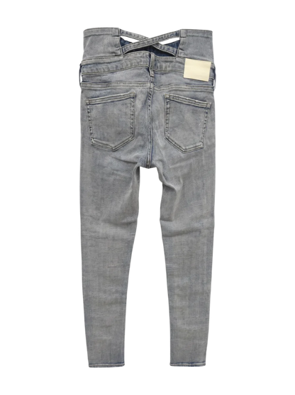 H/W ウエストクロススキニーデニムパンツ
