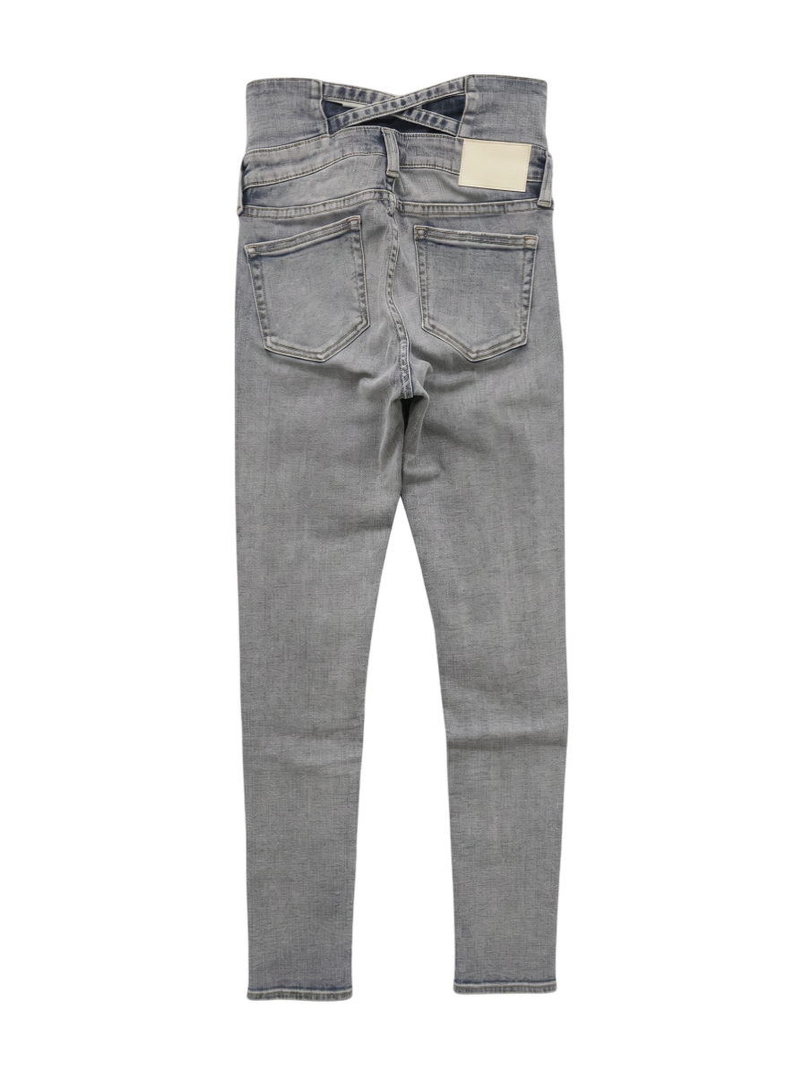 H/W ウエストクロススキニーデニムパンツ