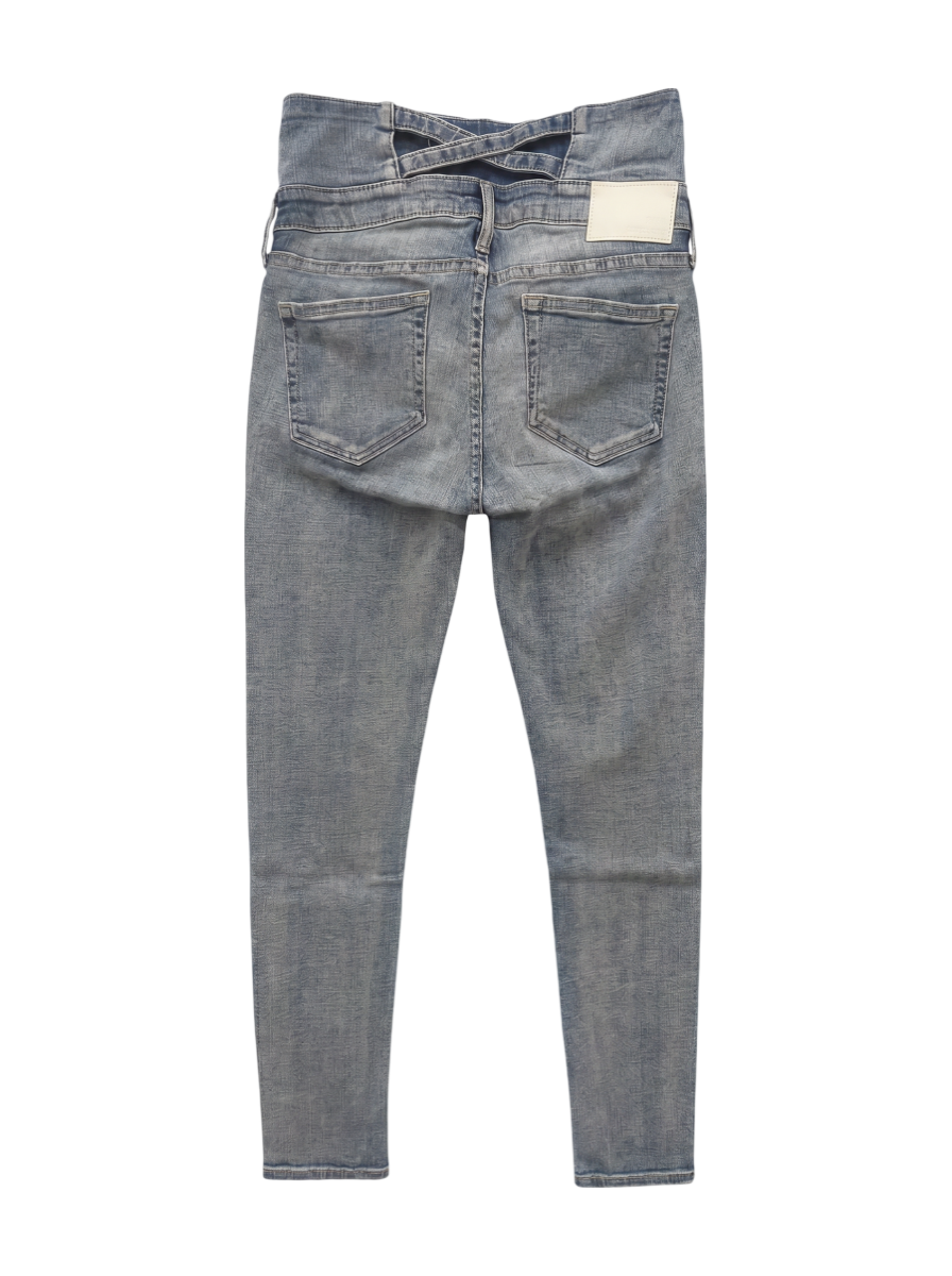 H/W ウエストクロススキニーデニムパンツ
