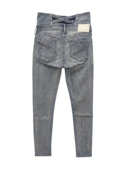 H/W ウエストクロススキニーデニムパンツ
