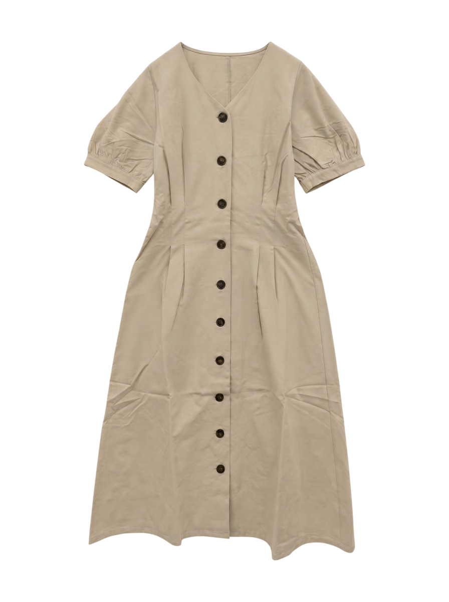 MURUA_ウエストタックフロントボタンワンピース