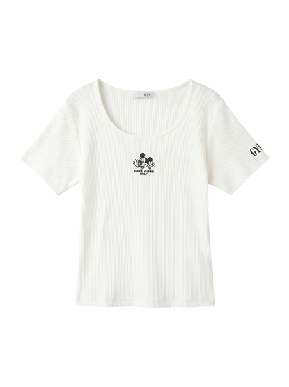 Mickey Mouse/FRONT EMBROIDERY テレコ Tシャツ