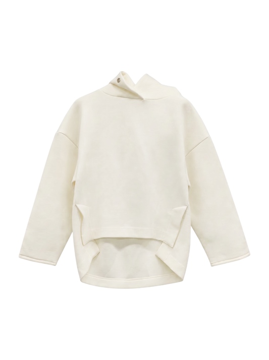ASYMME HEM BL HOODED W JERSEY