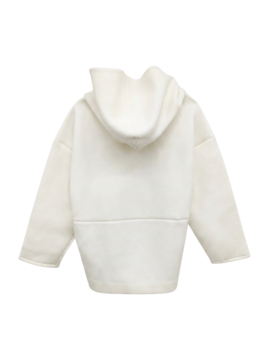 ASYMME HEM BL HOODED W JERSEY