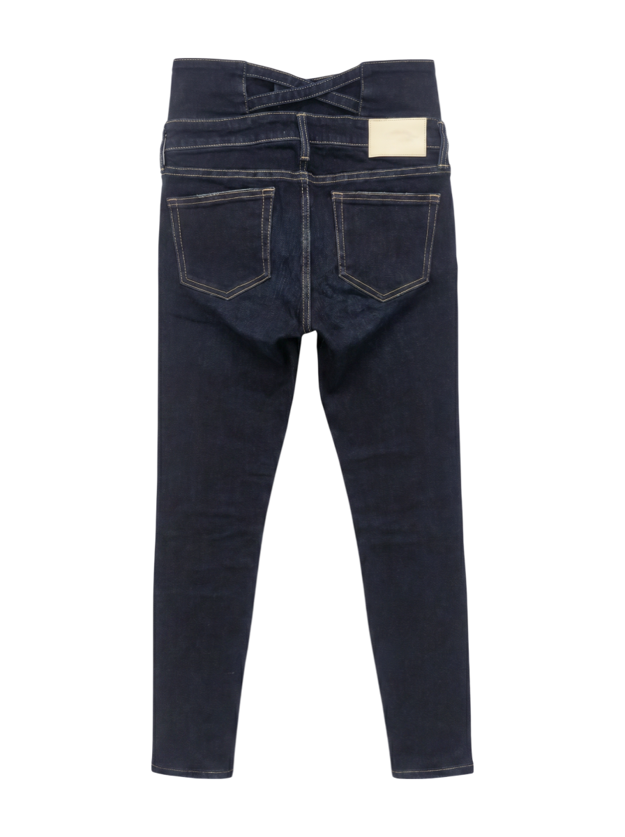 H/W ウエストクロススキニーデニムパンツ
