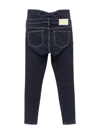 H/W ウエストクロススキニーデニムパンツ
