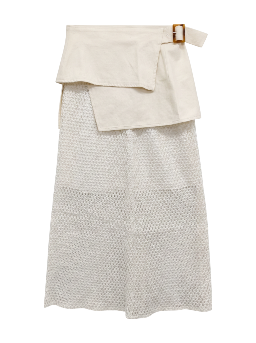 メッシュレイヤードアシメスカート