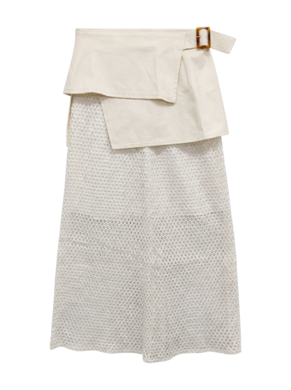 メッシュレイヤードアシメスカート