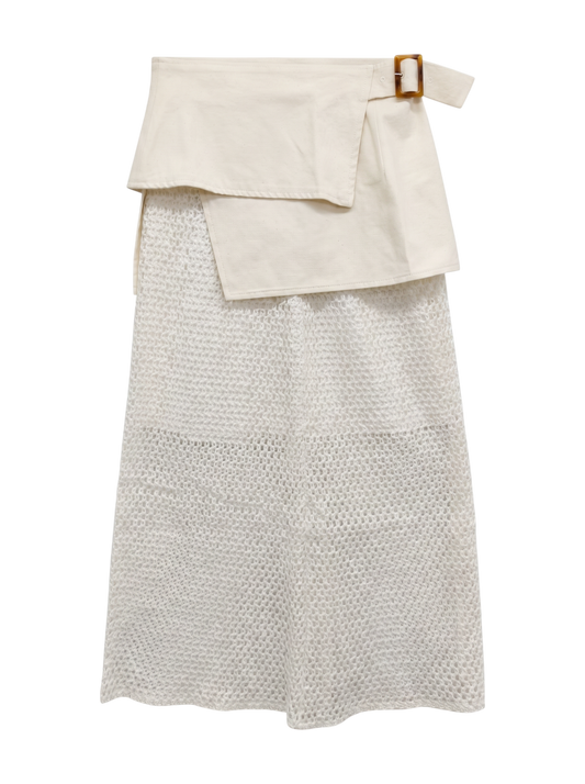 メッシュレイヤードアシメスカート