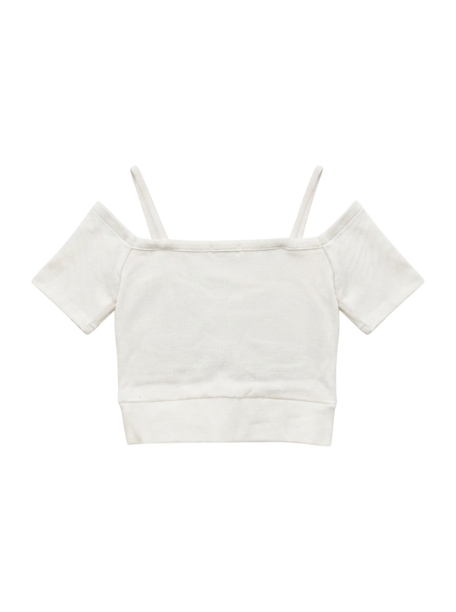ハーフスリーブカシュクールオフショルショートTOPS