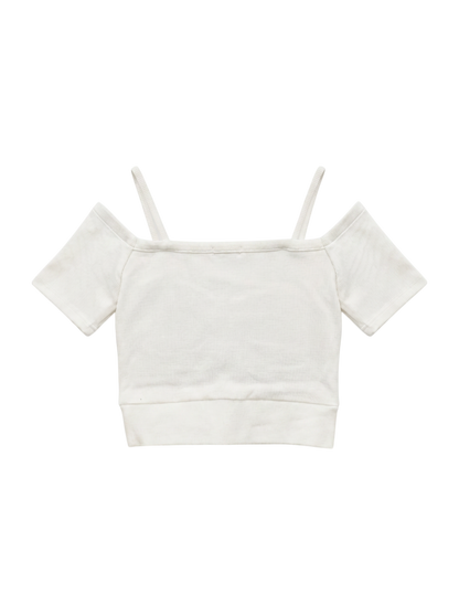 ハーフスリーブカシュクールオフショルショートTOPS