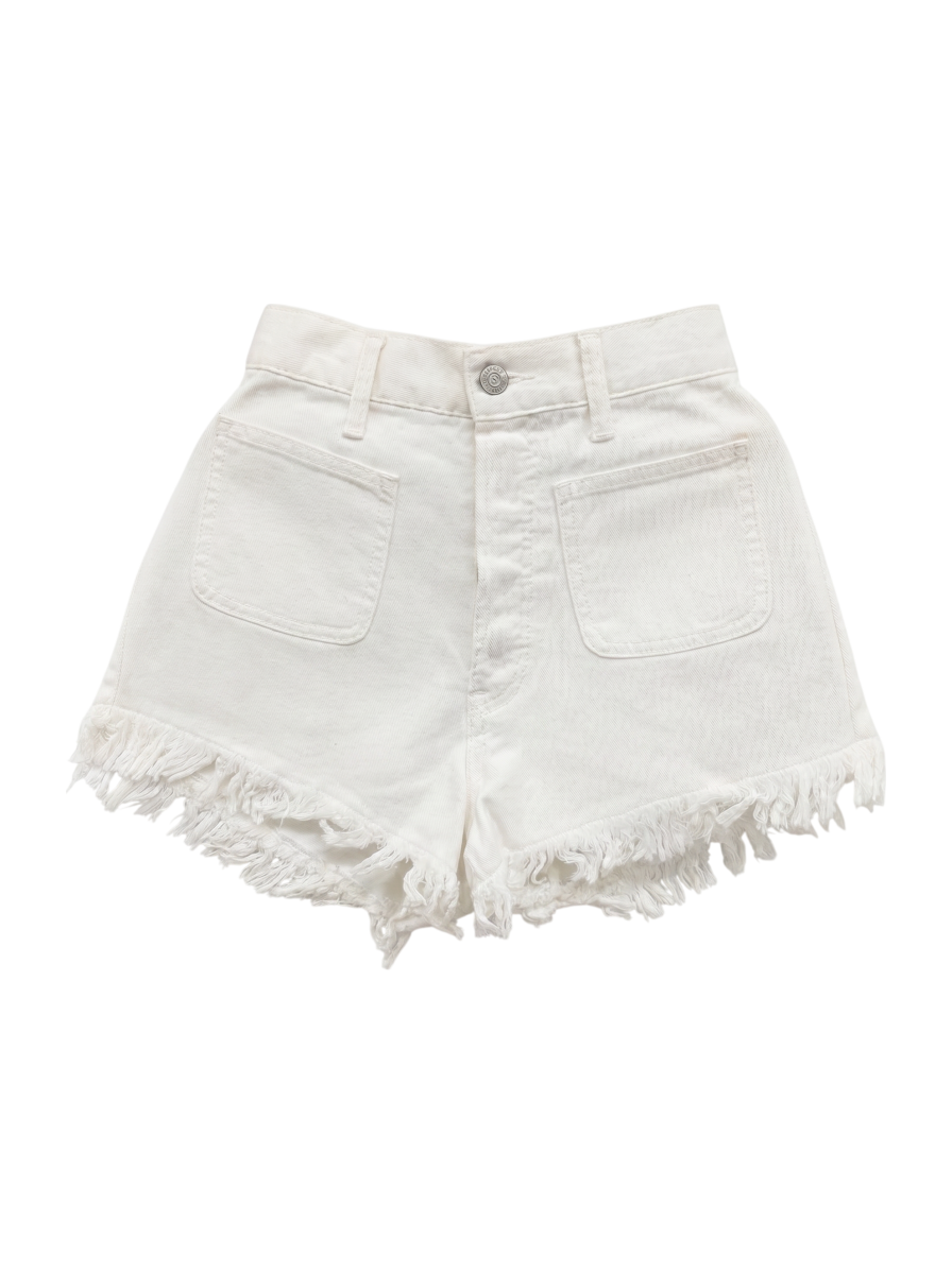 フリンジデニムショートパンツ