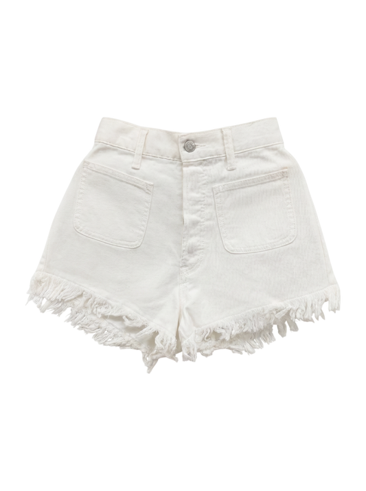 フリンジデニムショートパンツ