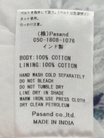 COTTON JACQUARD LILY PRINT SHIRRING DRESS
