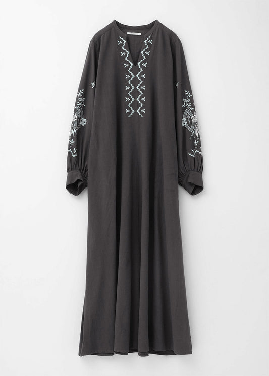 CRIMP COTTON ANGLAISE EMBROIDERY DRESS
