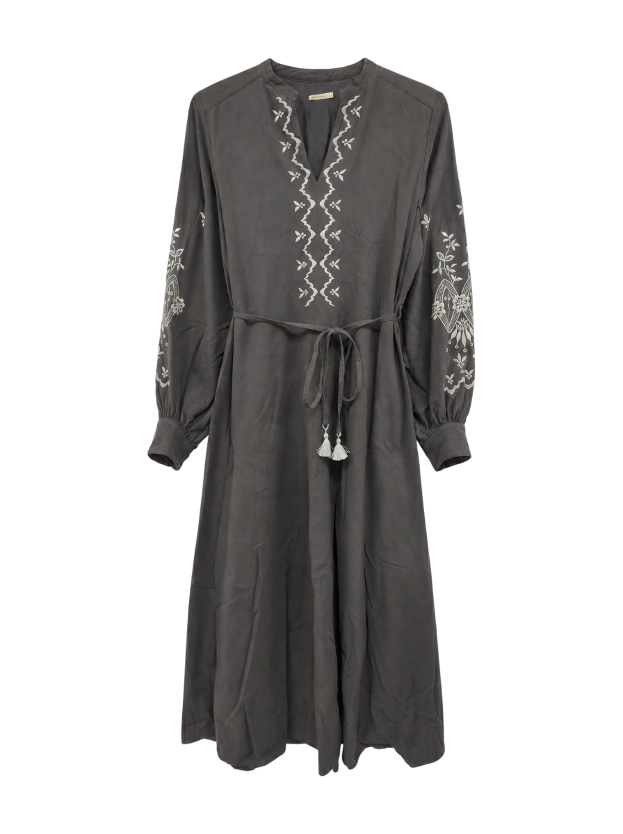 CRIMP COTTON ANGLAISE EMBROIDERY DRESS