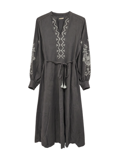 CRIMP COTTON ANGLAISE EMBROIDERY DRESS