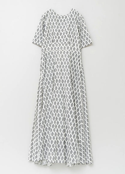 COTTON VOILE SMALL FLOWER PRINT FLARE DRESS