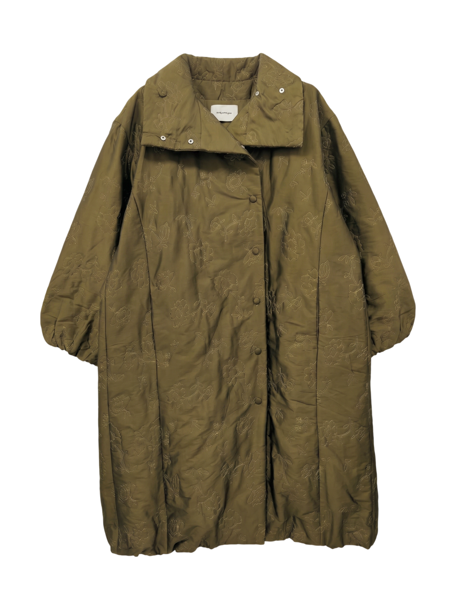 POLY DUPION FLOWER EMBROIDERY QUILTING COAT