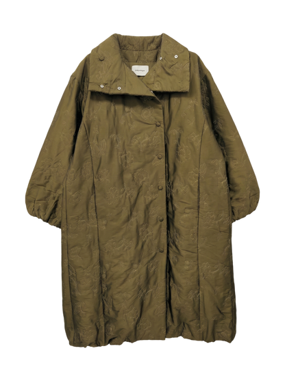 POLY DUPION FLOWER EMBROIDERY QUILTING COAT