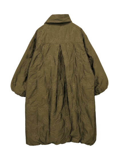 POLY DUPION FLOWER EMBROIDERY QUILTING COAT