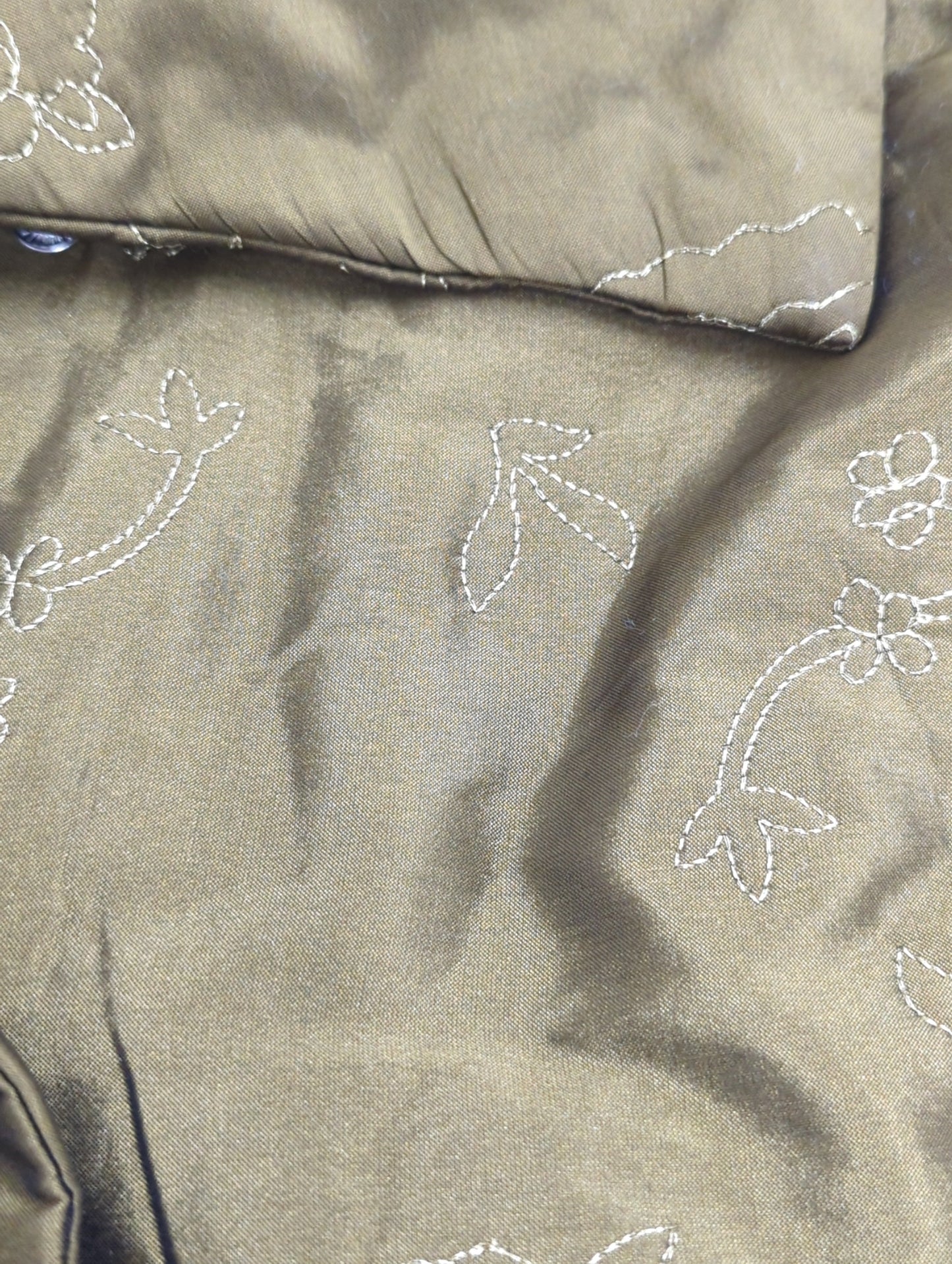 POLY DUPION FLOWER EMBROIDERY QUILTING COAT