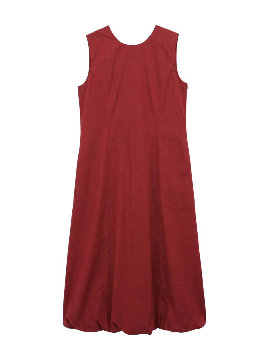 POPLIN SOLID SLEEVELESS BALLOON DRESS