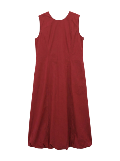 POPLIN SOLID SLEEVELESS BALLOON DRESS