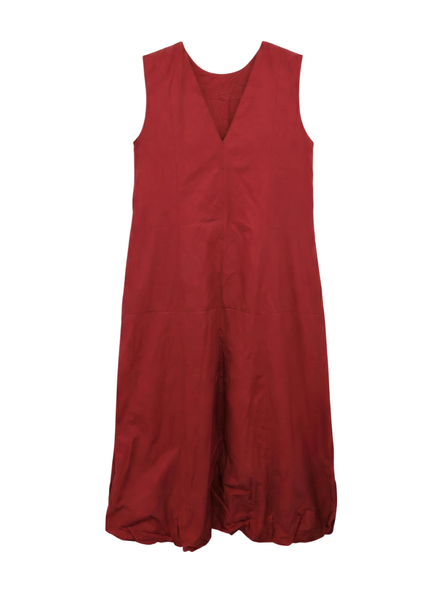 POPLIN SOLID SLEEVELESS BALLOON DRESS