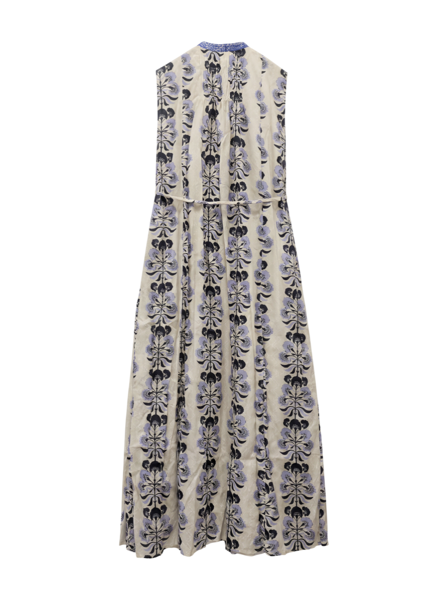 COTTON JACQUARD ANNABELLE PRINT EMBROIDERY SLEEVELESS DRESS