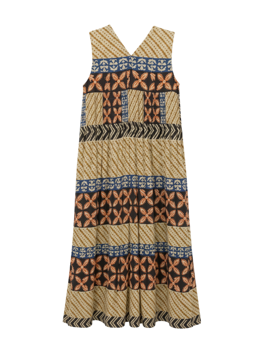MURAL PRINT SHIRRING DRESS