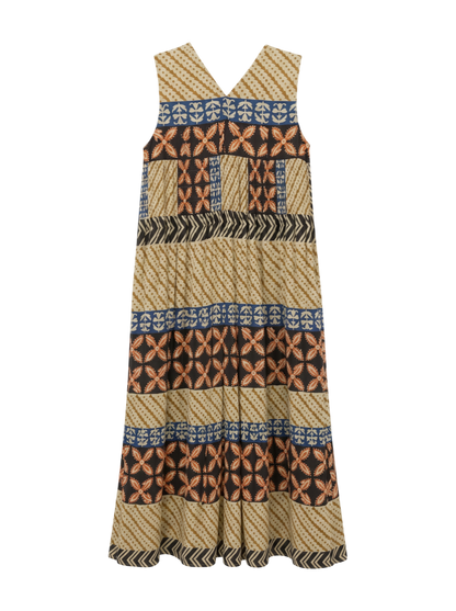 MURAL PRINT SHIRRING DRESS