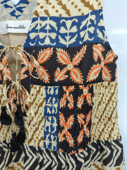 MURAL PRINT SHIRRING DRESS