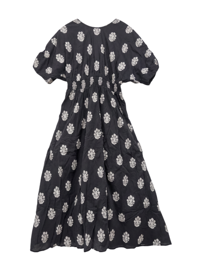 COTTON VOILE SEDUM FOIL PRINT WAIST GATHER DRESS