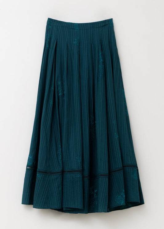 COTTON DOBBY IVY FLOWER EMBROIDERY SKIRT