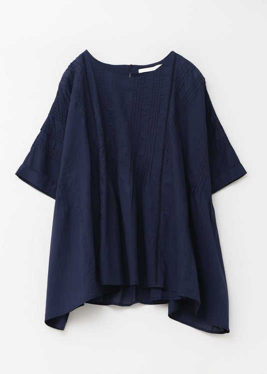 COTTON VOILE PIN TUCK BLOUSE
