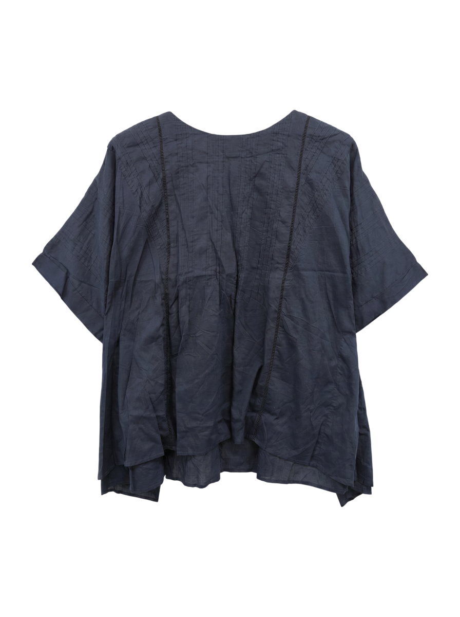 COTTON VOILE PIN TUCK BLOUSE