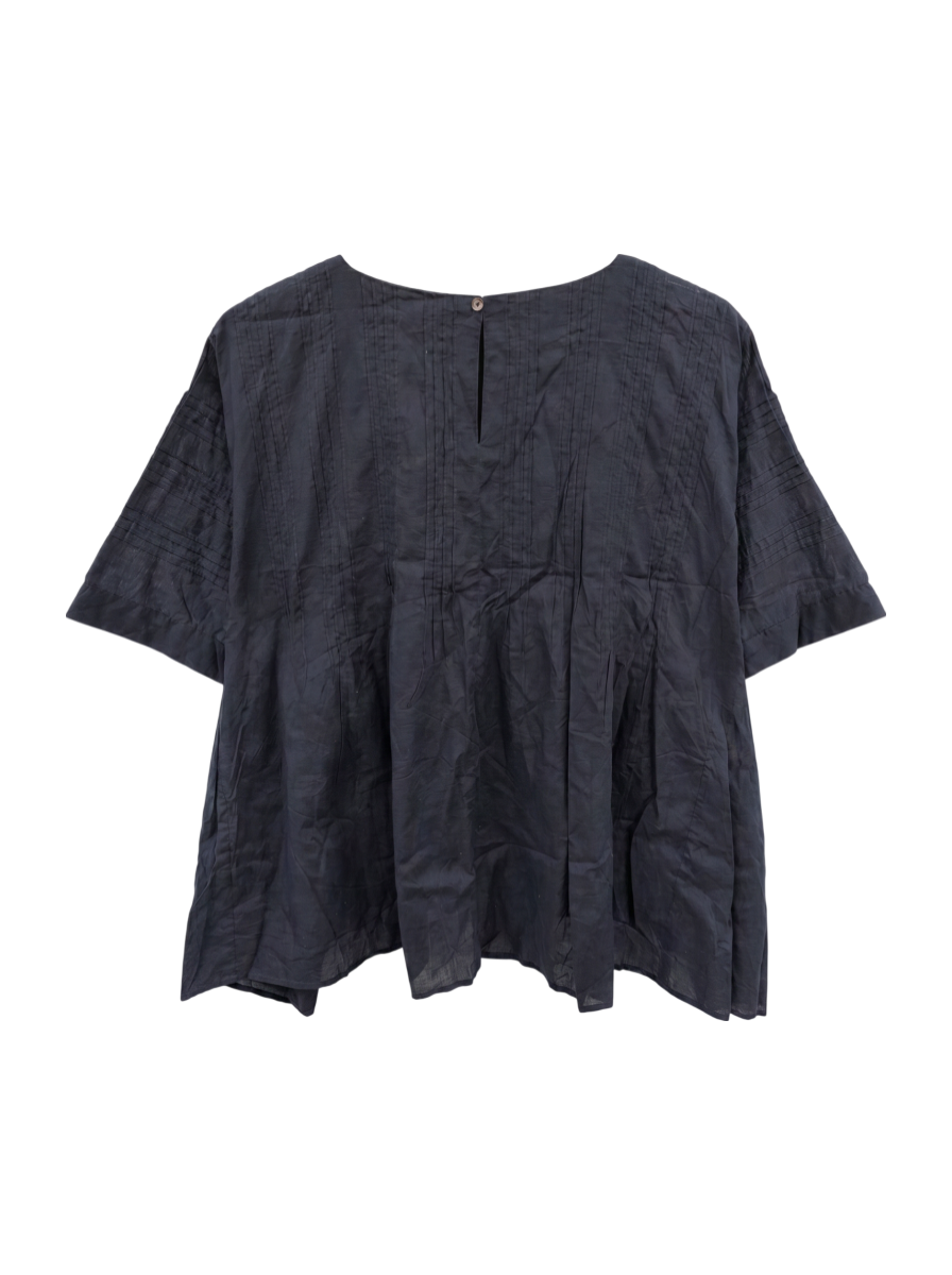 COTTON VOILE PIN TUCK BLOUSE