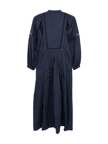COTTON DOBBY STRIPE SQUARE LACE DRESS