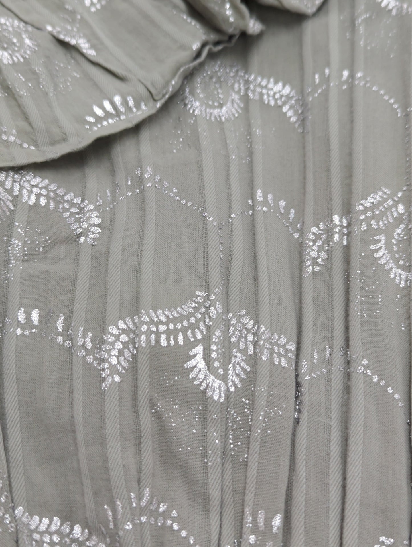 COTTON DOBBY WAVE FLOWER FOIL PRINT FRILL COLLAR DRESS